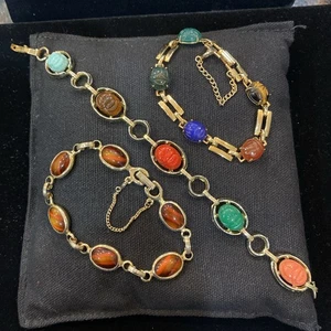 Vintage Scarab Bracelets/ 3 - Picture 1 of 10