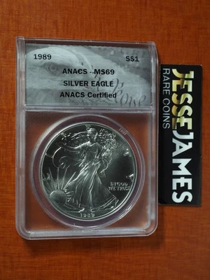 1989 $1 AMERICAN SILVER EAGLE ANACS MS69 - Image 1 of 2