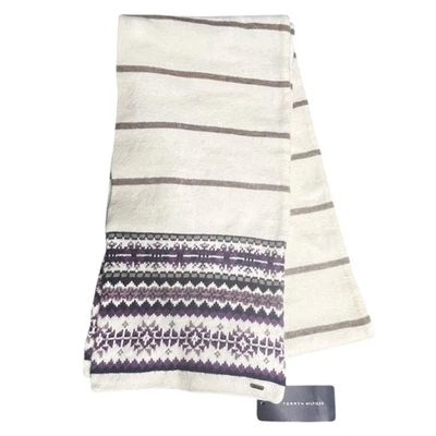 De Colección Tommy Hilfiger Bufanda Crema Púrpura Fair Isle FIsherman Ski NUEVO Foto 1 de 4