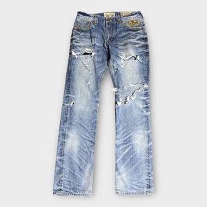 Pantalones de mezclilla Affliction para hombre 34x34 calce recto relajado retazos moto Y2K motociclista ACMC - Imagen 1 de 20