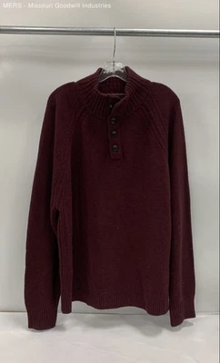 Banana Republic мужской бордовый твердого итальянской пряжи кнопка шеи свитер - размер XL - Изображение 1 из 3
