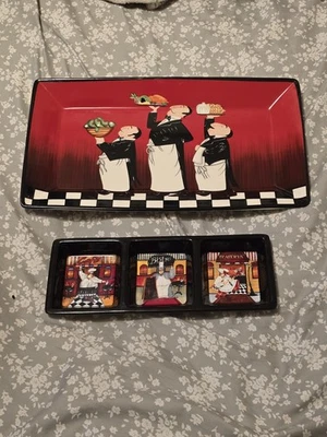 Bandeja para servir Tracy Flickinger 2 piezas XL certificada y 3 secciones... Foto 1 de 3