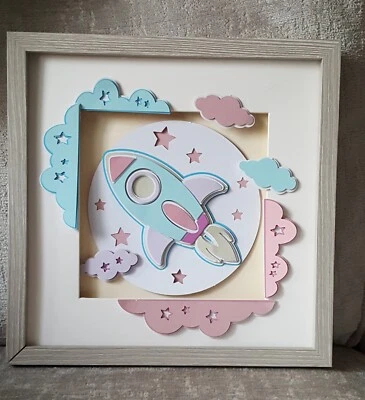 Imagen de cohete espacial, dormitorio de niñas, dormitorio de niños, imagen en capas, decoración infantil Foto 1 de 4