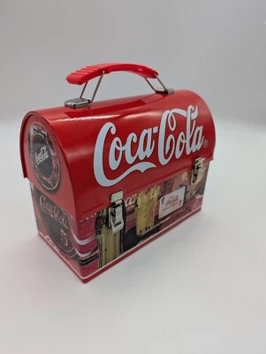 Retro Coca Cola Tin Lunch Box Red Ice Cold Collectibles Design 7" Good Used - Image 1 of 4