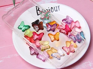 Craft DIY Mixed Colour Transparent Acrylic Charm Beads Various Butterfly Small - Picture 1 of 21