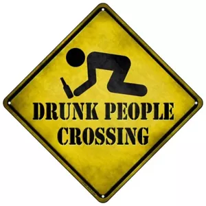 Drunk People Crossing Novelty Mini Metal Road Notice 8" Cross Xing Crossing Sign - Picture 1 of 1