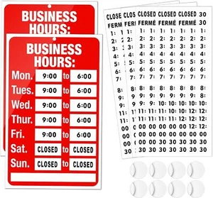 2 Piece Business Hours Sign, Open Hours Signs for Business Adjustable, Assured - Picture 1 of 24
