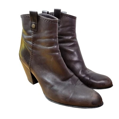 Botines Stuart Weitzman Hipgal de cuero con cremallera talla 8,5 M marrón occidental Foto 1 de 4