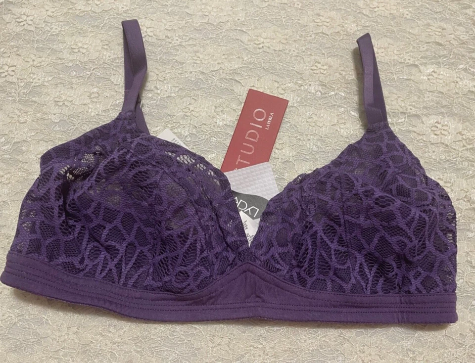Sutiã La Perla Studio Iris sem fio Bralette 36D roxo sem forro copos de malha - Imagem 1 de 1