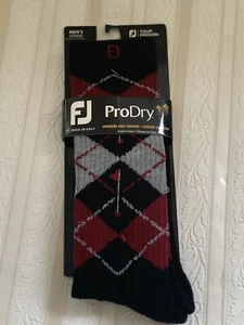 Footjoy ProDry 15020-991 Men's Shoe Size 7-12 Black Argyle Golf Crew Socks NWT - Picture 1 of 4