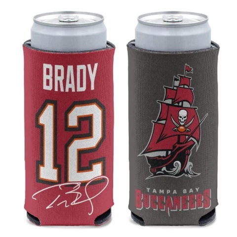 TOM BRADY #12 TAMPA BAY BUCCANEERS 12oz. SLIM CAN COOLER CAN HOLDER WINCRAFT Cover