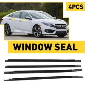 Weatherstrip 4PCS Window Moulding Trim Seal Belt For Honda Civic 2016-2021 Sedan - Foto 1 di 16