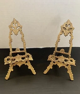 9” Brass Easel Display Stand Brass Scrying Mirror Picture Frame stand Set/2 - Picture 1 of 9