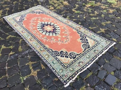 Tapete turco antigo tapete de área boêmio tapete Oushak tapete vintage tapete de lã feito à mão - Imagem 1 de 4