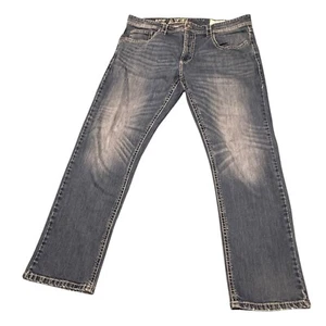 TK Axel Jeans Mens 38x32 Blue Athletic Fit Distressed Stretch Medium Wash Denim - Picture 1 of 22