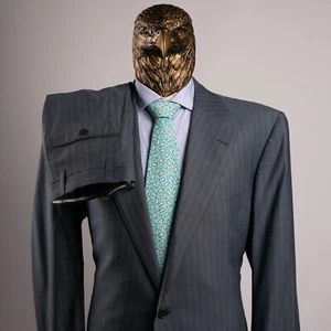 NWT $6950 CESARE ATTOLINI Pure Wool Super 180'S Striped Suit Blue 48US/58IT - Picture 1 of 24