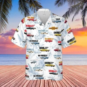 Chevy 50s and 60s Classic Cars Hawaiian Shirt Men Button Down GMC Classic Car - Picture 1 of 2