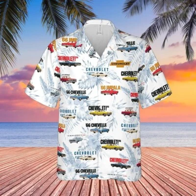 Camisa Hawaiana Chevy Años 50 y 60 Coches Clásicos Hombres Abotonada GMC Coche Clásico Foto 1 de 2