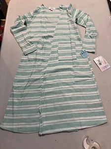 LuLaRoe Sariah Kids Duster Long Cardigan Sweater Size 10 Mint Striped #442 - Picture 1 of 4