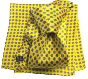 Cravatta gialla seta stampata vari italy top qualy e completo abbinata pochette - Bild 1 von 4