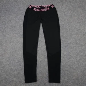 Muscle Nation Pants Womens Large Black Compression Leggings Work Out Gym Active - Picture 1 of 11