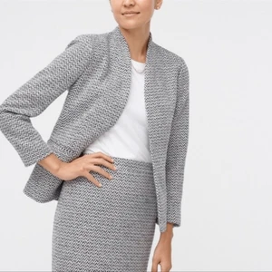 NWT J Crew Gray Herringbone Broadway Lined Blazer Jacket Size 8 - Picture 1 of 7