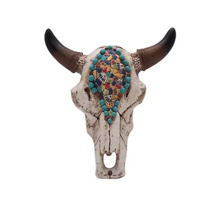 Multi Color Steer Head Faux Skull, Western Home & Office Wall Hanging Decor - Picture 1 of 5