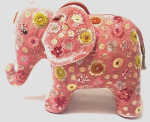 Anke Drechsel Elephant Pillow New Rose Embroidery Silk Velvet Elefant Kissen - Bild 1 von 15