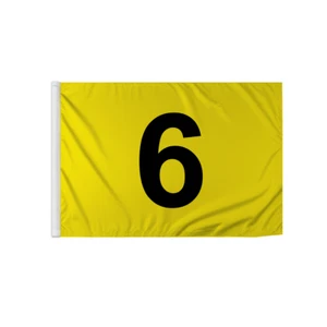 Promopatriot Numbered Golf Flags 14x20 Inch Yellow & Black, Tubed, 1-18, Durable - Picture 1 of 18