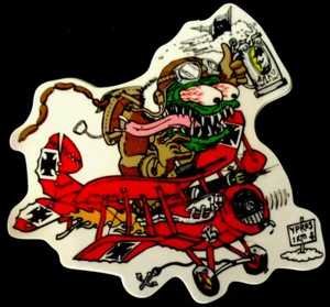 HOT ROD STICKER “RED BARON” 3 1/2“ X 3 1/2" DISCONTINUED GLOSSY NICE! - Foto 1 di 2
