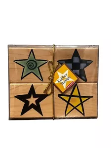 Hero Arts Gummistempel 4 Sterne 2" Holzblock Neu Vintage 1998 - Bild 1 von 14