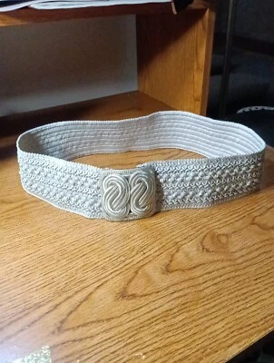 TALBOTS Womens Medium Beige Stretch Embroidery 2.5"Wide Belt  - Image 1 of 4
