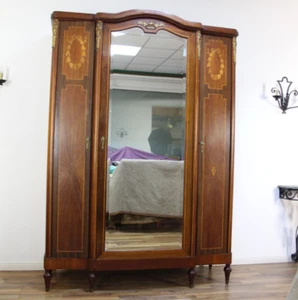 Jugendstil um 1910 Frankreich Kleiderschrank Spiegel Dielenschrank Wäscheschrank - Bild 1 von 23