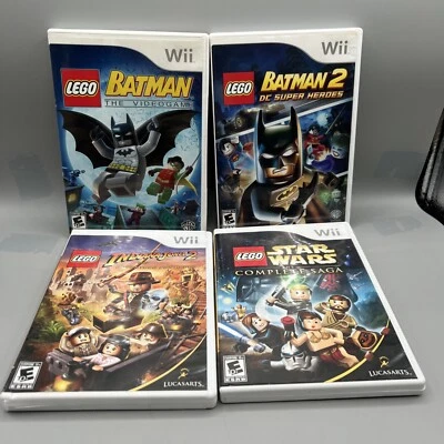 Nintendo Wii Lego Lote de 4 Batman 1 y 2, Indiana Jones 2 y Star Wars Completo Foto 1 de 4