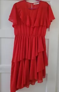 Chiffon Kleid💃 Gr.42 XL Rot Volants Flamenco - Bild 1 von 8