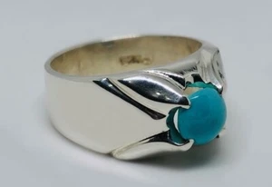 Anello donna naturale 2 ct Neshapuri turchese argento sterling 925 fatto a mano Feroza - Foto 1 di 5