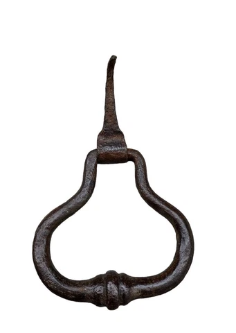Original Antique 17th Rare Old  Small Wrought Iron Door Knocker Louis 14th Bell Cover