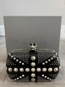 Alexander McQueen Skull Clasp Oval Studded Brittania Union Jack Clutch - Picture 1 of 11