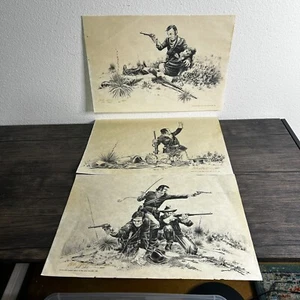 BOB DALE Western Art Prints Drawings Calvalry Soldiers Battle 1972 Signed 3419 - Picture 1 of 17