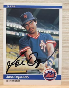 1984 FLEER NEW YORK METS #592 JOSE OQUENDO RC ROOKIE CARD signed AUTOGRAPH - Picture 1 of 2