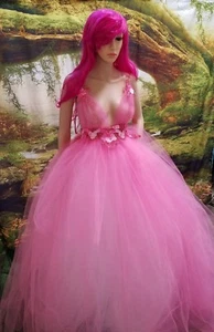 LAYLA Pink Gold Embroidery Lace Tulle Boho Garden Nymph Bridal Wedding Ballgow - Picture 1 of 12