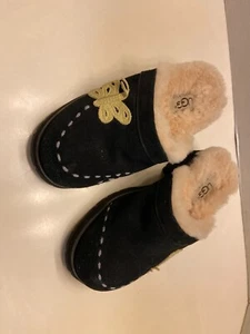 "Sandali neri slip on pelle di pecora slip on taglia 1 tacchi 1,75" - Foto 1 di 4