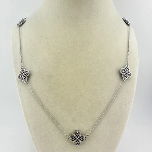 Ann Taylor Factory Vintage Vibe Quatrefoil Filigree Crystal Station 32” Necklace - Picture 1 of 8
