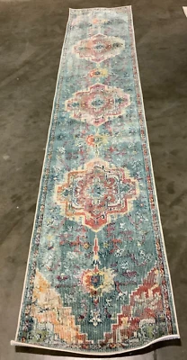 Alfombra verde azulado/naranja 2'-2" x 11' defecto, precio reducido 1172664985 CRS501J-211 Foto 1 de 3