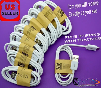 20x Wholesale Lot of White Micro USB Cable Charger Cord for Samsung Galaxy S2~S6 - Image 1 of 3