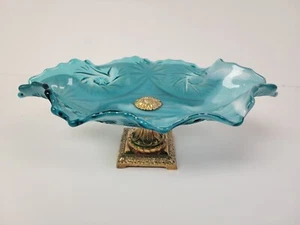 Rare Vintage Ornate Glass And Metal Bowl Centerpiece - Picture 1 of 7