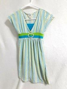 Cato NEW Girls Summer Dress Size 8 Stretchy Blue/Green Polka Dots Pattern *S475 - Picture 1 of 12