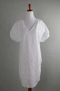 LAUREN RALPH LAUREN $129 White Embroidered Eyelet Boxy Puff Sleeve Dress Size 4 - Picture 1 of 6