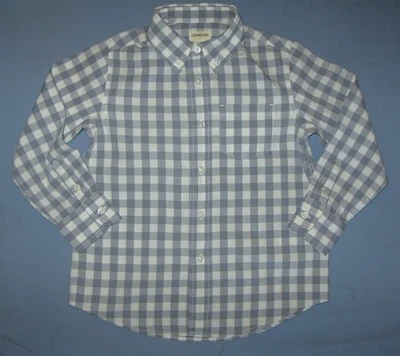 Camisa de vestir Crewcuts gris blanco a cuadros de guinga con botones para niños pequeños 2 usada en excelente estado Foto 1 de 4