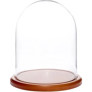 Plymor 8" x 10.25" Glass Display Dome Cloche (Walnut MDF Base) - Picture 1 of 2
